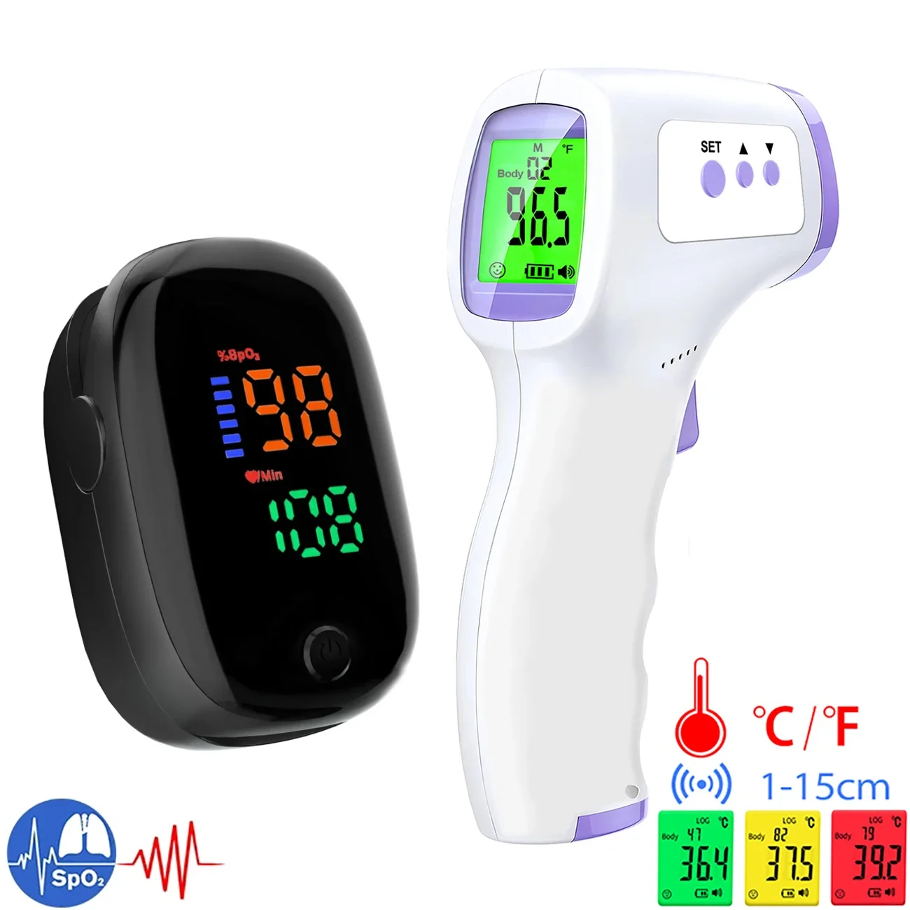Pulse Oximeter - Termometer Digital LED dengan Lampu Latar